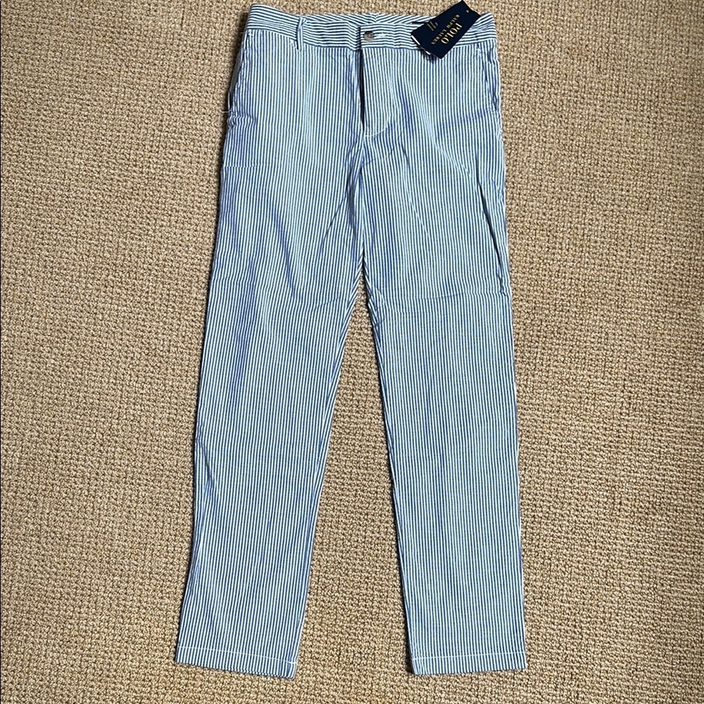 NWT Polo Ralph Lauren Boys Seersucker Pants Size 14 Blue White Formal Dress